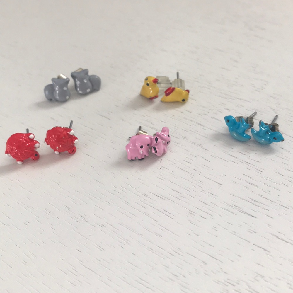 Set of 5 animal earrings